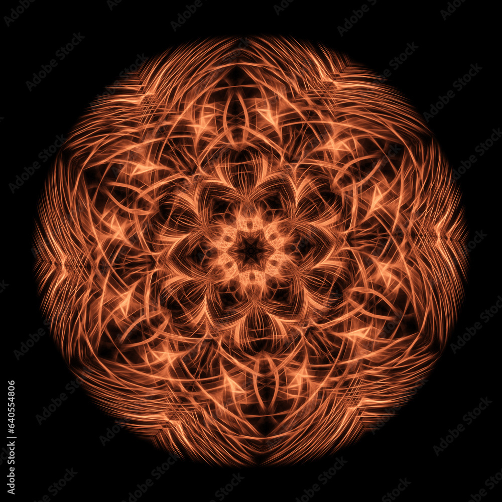 Poster fireball in yellow gold exploding on a black background
