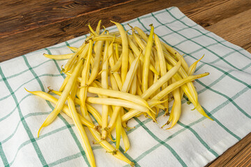 Yellow French Beans, Raw String Beans Pile, Fresh Wax Bean Pods