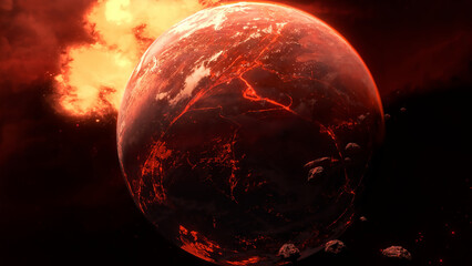 Burning Hot Dangerous Planet Stock Image 4K