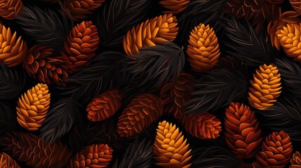 Fototapeta premium Fir cones seamless pattern Also great as a versatile background or wallpaper.