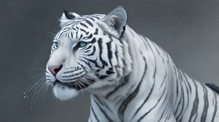 White tiger alcohol ink by Generative AI