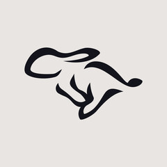 Black Rabbit Silhouette Jump Animal Bunny Fluffy Simple Hare Line Vector Logo Design 