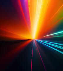Neon fiber optic lines for internet and futuristic communication, generative ai illustration background