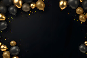 Black and golden balloons with sparkles high detailed background