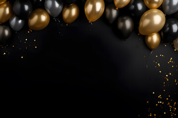 Black and golden balloons with sparkles high detailed background