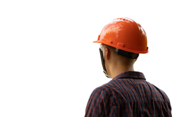 PNG, Man in construction helmet, isolated on white background