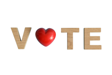 PNG, Decorative heart and wooden letters, isolated on white background