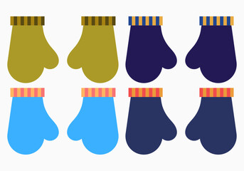 Icono de manoplas de invierno en fondo blanco.