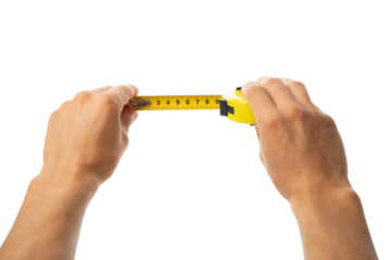 PNG, Male hands hold construction tape, isolated on white background
