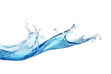 Blue water swirl splash with little bubbles isolated on clear png background, liquid flowing in form of wave - obrazy, fototapety, plakaty