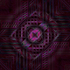 concentric zigzag snake-skin textured design on a dark background