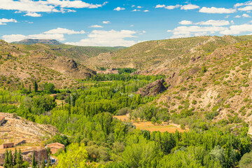 Scenic view of the Ebrón River Valley in the Rincón de Ademuz Region, Valencia, Spain