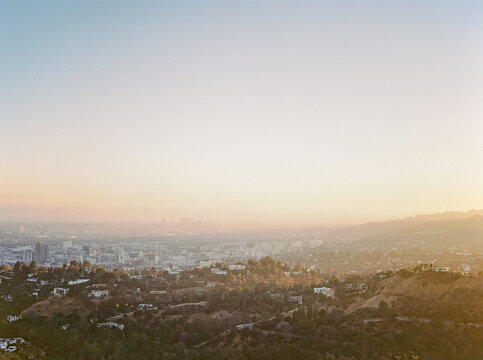 Overlooking Los Angeles from Griffith Park at sunset