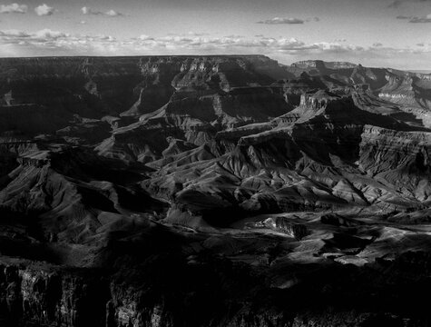 Black and white film photo of Grand Canyon Arizona