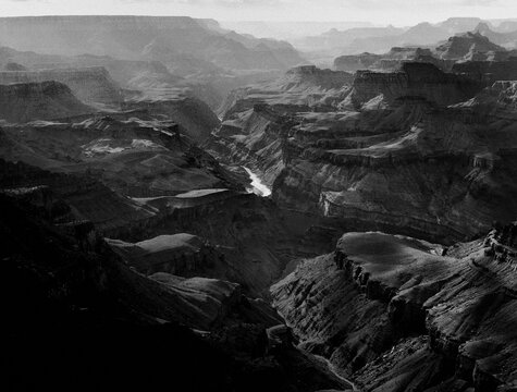 Black and white film photo of Grand Canyon Arizona