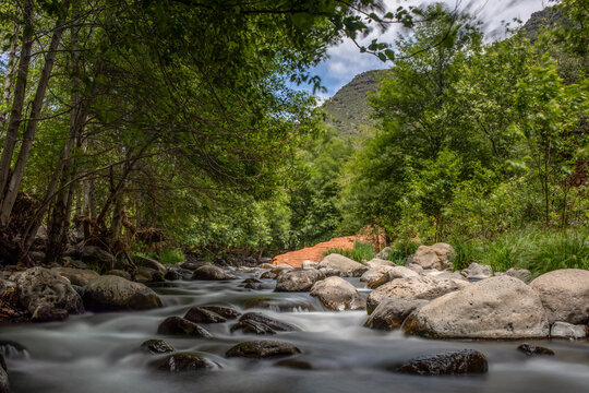 Rushing stream water blurred by long exposure