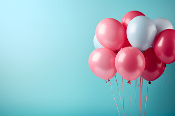 Bunch of colorful balloons isolated on blue background