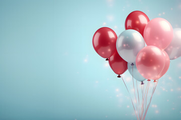 Bunch of colorful balloons isolated on blue background