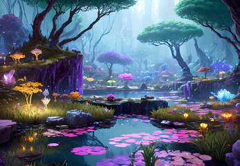 Fairy tale world fantasy landscape beautiful dream,Generative AI