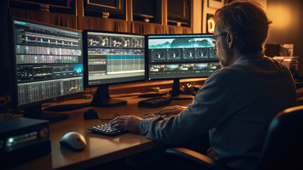 The editor is editing the video at the computer