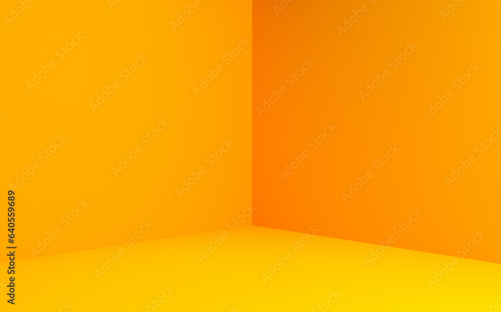 Poster corner of a yellow room. minimalistic empty studio background for product display.