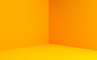 Corner of a yellow room. Minimalistic empty studio background for product display.