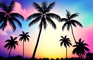 Fototapeta na wymiar Palm trees fabulous landscape , Generative AI