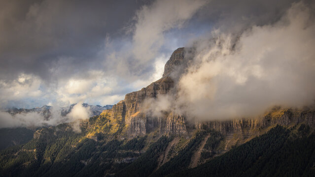 Peak through the fog in the Ordesa and Monte Perdido National Park