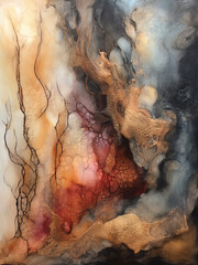 Blue Green Brown Beige Abstract Painting