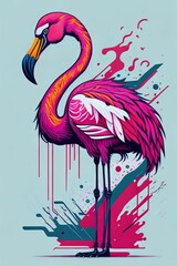 flamingo illustration for t-shirt design and fashion