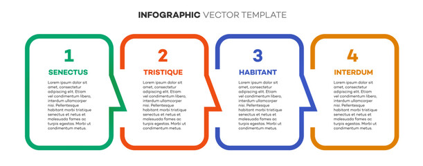 Infographic template timeline process 4 option or step line color style speech bubble vector for presentation 10 eps