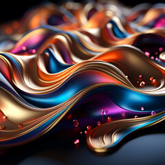 Melted Fabric Looking Colourful Gold Background