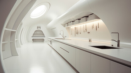 Obraz premium kitchen interior white tone modern futurist