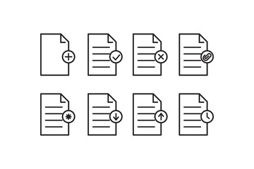 set of icons document line concept