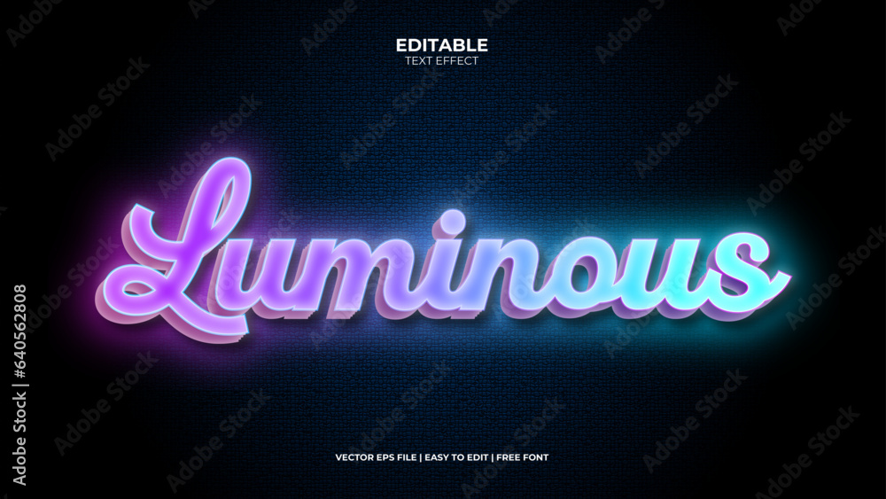 Poster Luminous Modern editable text effect in background. Suitable for tourism promotional banner, brochure template etc.. Typography logo
