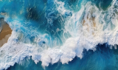 Water background. Ocean waves surface. For banner, postcard, book illustration. Created with generative AI tools