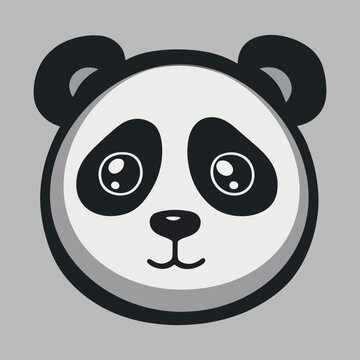 simple cute cartoon monochrome panda face logo