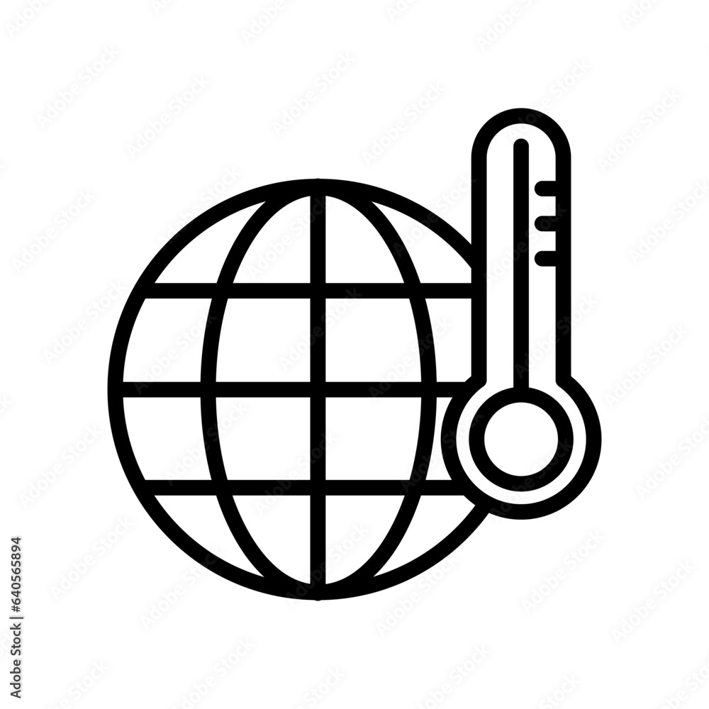 Poster global warming outline vector icon isolated on white background. global warming line icon for web, m
