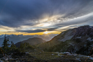 sunset in the mountains