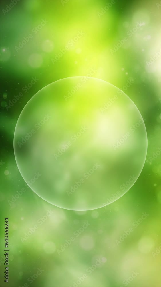 Poster abstract nature bokeh with empty glass sphere loop vertical animation.