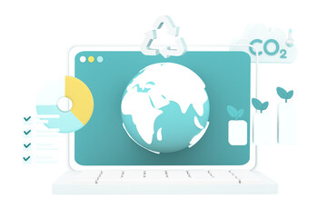 The concept of environmental protection and renewable energy sources. Development of new technologies and ecology of our planet. Save our planet from pollution. 3d render illustration.
