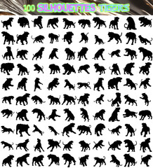 A set of silhouettes of tigers.