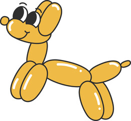 Groovy dog balloon character illustration