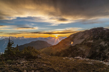 sunset in the mountains