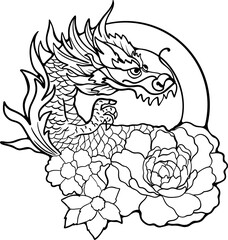 chinese dragon hand drawn zodiac year 2024 illustration