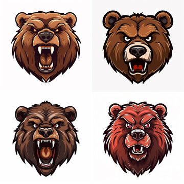 Bear painting style logo art sticker image. Generative AI