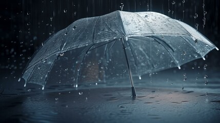 Rainy Symphony Transparent Umbrella Amid Water Droplets