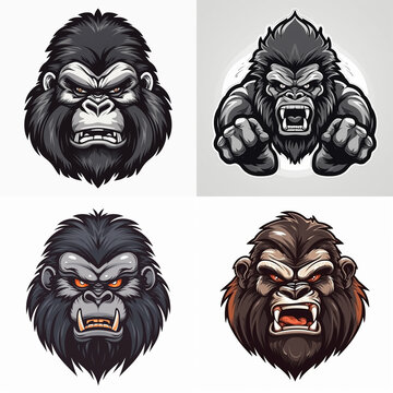 Gorilla painting style logo art sticker image. Generative AI
