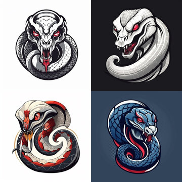 Snake painting style logo art sticker image. Generative AI