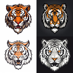 Tiger painting style logo art sticker image. Generative AI